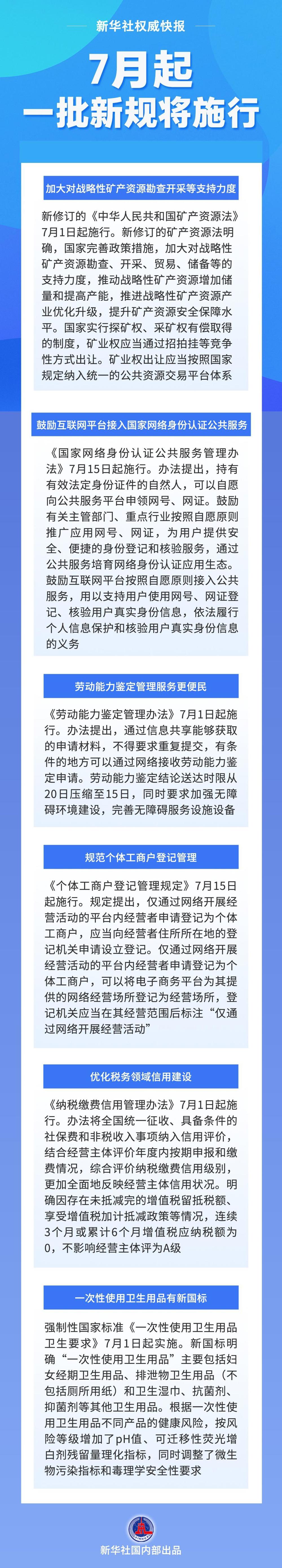7月起，一批新规将施行