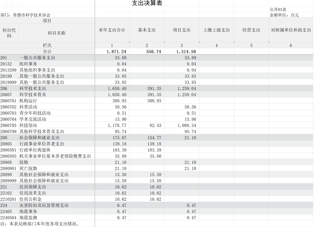 支出决算表